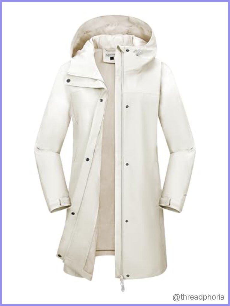 Women's Long Waterproof Breathable Raincoat With Hood